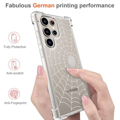 Hungo Galaxy S24 Ultra Case for Women Clear Design Cute,Girly Girls Case Compatible with Samsung Galaxy S24 Ultra Spider Web Design - color: Spider Web Design