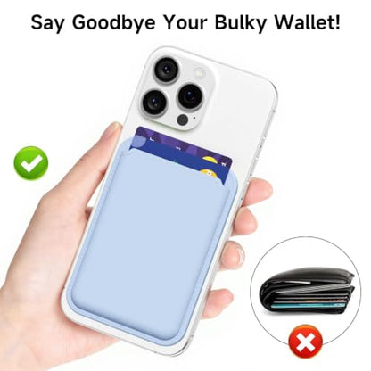 LoeoeL Magnetic Phone Wallet Compatible with Magsafe Wallet, Silicone ID Credit Card Holder Wallets for Back of Phone Pocket, Slim Thin Pouch Sleeve Wallets for iPhone Samsung, Light Blue - color: Light Blue