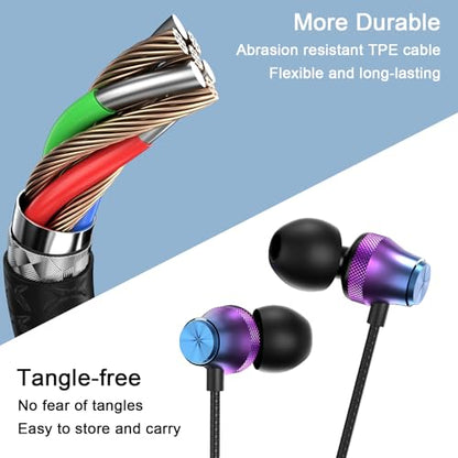 USB C Headphones Wired Earbuds for iPhone 18 Pro Max 17/Samsung S26 - color: Purple