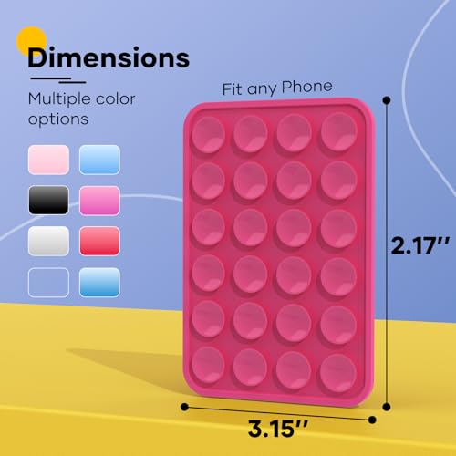 Silicone Phone Sticky Grip, Suction Phone Case Mount for iPhone and Android, Hands-Free Sticky Cell Phone Grip, Mobile Fidget Mirror Holder for Selfies and Videos - color: Bubblegum Bliss（Pink）