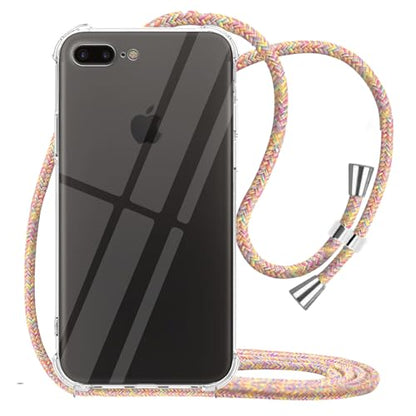 for iPhone 7 Plus Case Clear Hanging Adjustable Neck Lanyard Crossbody Phone Cover for iPhone 8 Plus Women Girls Soft Slim Protective Strap Mobile Case for iPhone 7/8 Plus 5.5 Inch - Rainbow - size: iPhone 7 Plus, iPhone 8 Plus