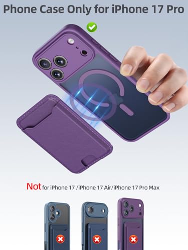 TopMade for iPhone 17 Pro Case with Mag-Safe Wallet, 4 Cards Holder Purple - color: Purple, size: iPhone 17 Pro