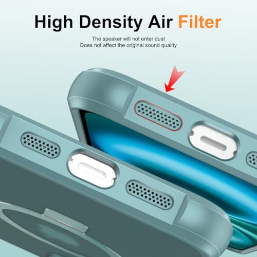 CHAOFEnG Magnetic Compatible with iPhone 16 Case with Stand [Military Grade Drop Tested][Compatible with Magnet] Ring Translucent Slim Hard Back Soft Edge, Teal Green - color: Teal Green, size: iPhone 16