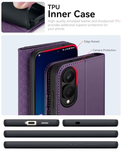 OCASE Compatible with Galaxy S25 Edge Wallet Case, PU Leather Flip Folio Case with Card Holders RFID Blocking Kickstand [Shockproof TPU Inner Shell] Protective Phone Cover 2025, Dark Purlple - color: Dark Purple, size: Samsung Galaxy S25 Edge