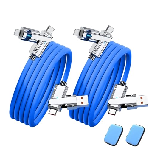 SWLIFL 2 Pack USB C to C Cable Chubby Silicone 4 in 1 USB C Charging Cable - color: Blue+Blue