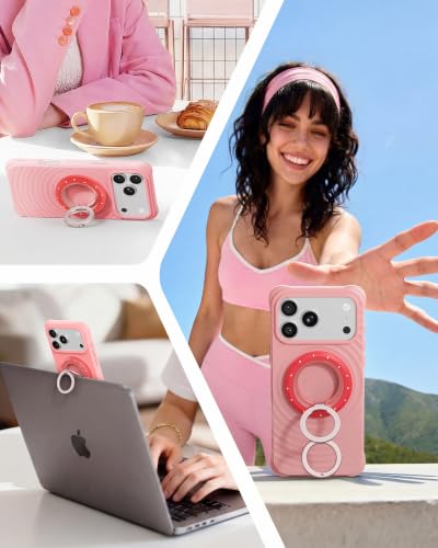 SYNCWIRE Magnetic Phone Ring Holder, for MagSafe Phone Grip Stand Kickstand - color: Berry Pop