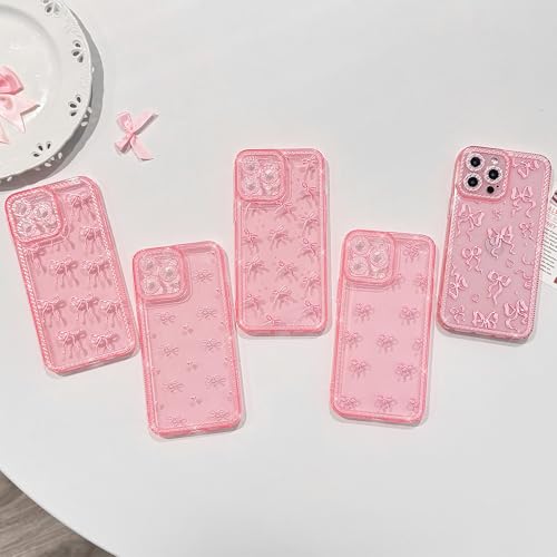 NITITOP Compatible with iPhone 12 Pro Case Cute Clear Pink Glitter Bow Knot Design Shiny Star Sparkle Bling Diamond Girls Women Soft TPU Shockproof Protective Phone Cover - Large Bow - color: Large Bow, size: iPhone 12 Pro