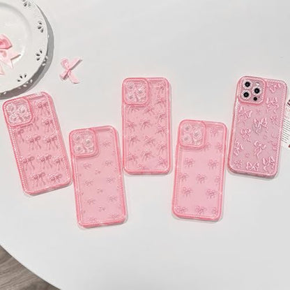 NITITOP Compatible with iPhone 12 Pro Case Cute Clear Pink Glitter Bow Knot Design Shiny Star Sparkle Bling Diamond Girls Women Soft TPU Shockproof Protective Phone Cover - Large Bow - color: Large Bow, size: iPhone 12 Pro