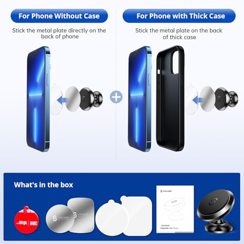 SYNCWIRE Magnetic Car Phone Holder for Dashboard, 360° Adjustable Strong Magnets Cell Phone Car Mount Compatible with iPhone, Samsung, Android etc. - color: Black