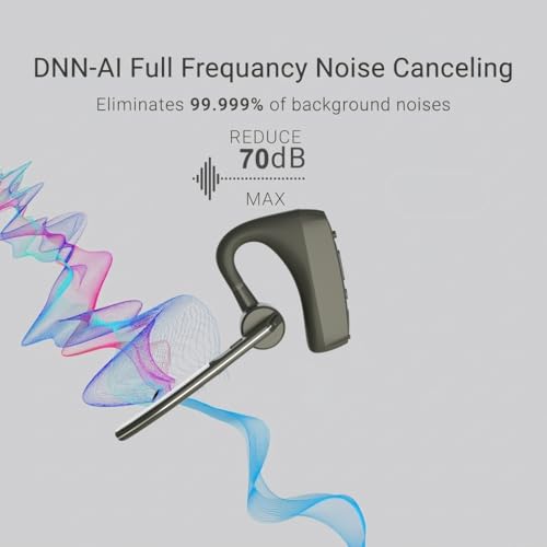 Bluetooth Headset Wireless Headphones Over Earbud Hook with Long Mic