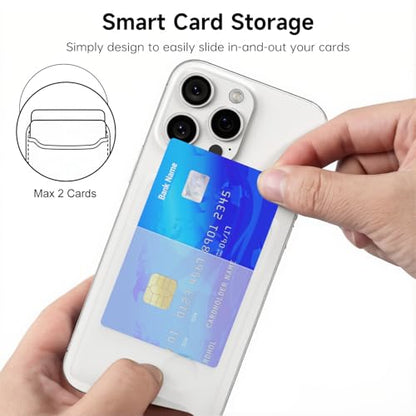 oakxco Phone Wallet Stick On, Secure Phone Card Holder Silicone, Adhesive Pocket Sleeve ID Credit Card, Slim Thin Card Case for Men Women Cute, Compatible with Apple iPhone Samsung Pixel, Clear - color: Clear