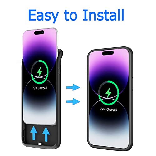 Battery Case for iPhone 14 Pro Max, 12000mAh High-Capacity Protective Rechargeable Extended Charger Cover Compatible with iPhone 14 Pro Max (6.7 inch) Wireless Charging Case Support Carplay - Black - size: iPhone 14 Pro Max