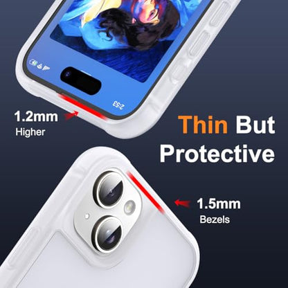 SKYLMW Compatible with iPhone 15 Case with Stand,Translucent | iPhone 15 Phone Case 6.1",Magnetic Ring Stand,Compatible with MagSafe,Military-Grade Protection,Great Grip Feeling - color: Translucent, size: Iphone 15
