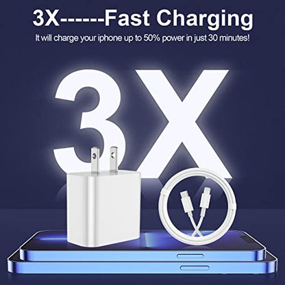 iPhone Charger Fast Charging, USB C Charger Block, 6FT/10FT Lightning Cable - color: White