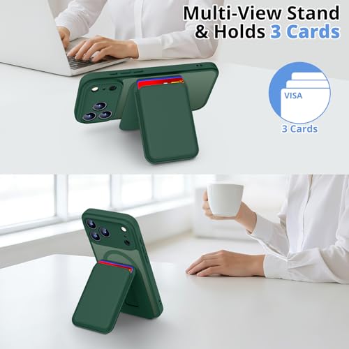 for iPhone 17 Pro Max Case w/Detachable MagSafe Wallet-Green | RFID Blocking Card Holder&Kickstand, Military-Grade Drop & Raised Camera Protection for Travel & Commute - color: Green