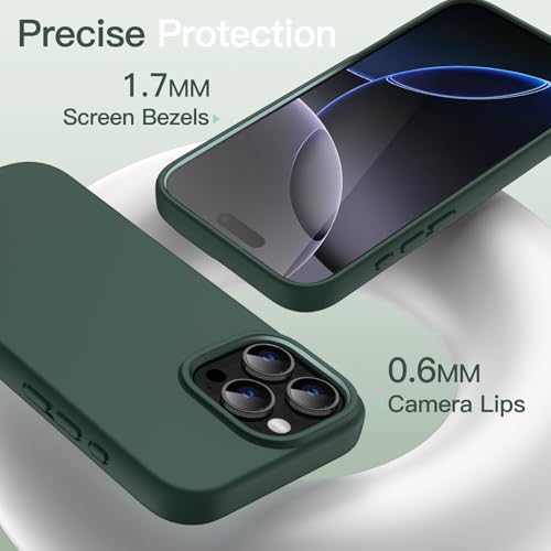 JETech Silicone Case for iPhone 16 Pro Max, Midnight Green | Silky Soft Touch, Shockproof Protection, Scratch Resistant, Microfiber Lining - color: Midnight Green, size: iPhone 16 Pro Max