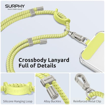 SURPHY Phone Lanyard Crossbody, Phone Strap Crossbody with 2 Tether Tabs - color: Lemon Speckle