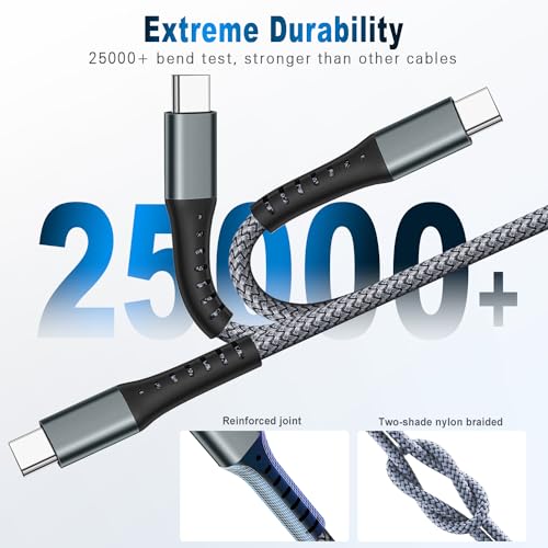 DFLASHS USB-C to USB-C 60W 3FT 3-Pack, Nylon Braided Fast Charging Cable - size: 3FT