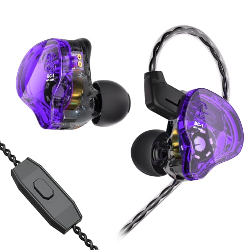 YINYOO CCZ Melody Gaming Earbuds Wired in Ear Hearphones with Microphone IEM HiFi Bass with 1DD 1BA Hybrid, Detachable Cable for Smartphones/PC/Tablet/Gaming/Video/Music/Calling (Purple, with mic) - color: Purple, size: 3.5mm-With Microphone, style: 3.5mm