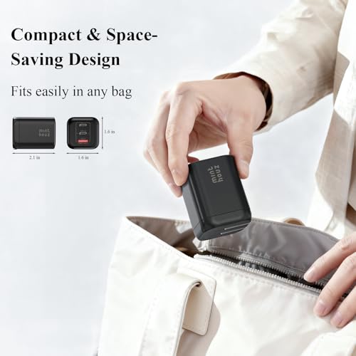 Minthouz 67W GaN Charger, 3-Port Fast Charging Power Adapter with Type-C & USB-A, for iPhone 17/16/15, iPad Pro, MacBook Air/Pro, Galaxy S25/S24, Google Pixel, Compact Travel Charger with 3.9FT Cable