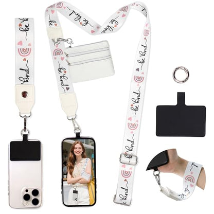 FUVLIFE Cell Phone Lanyard Crossbody, Clip and Go Phone Strap with Wallet - color: Heart