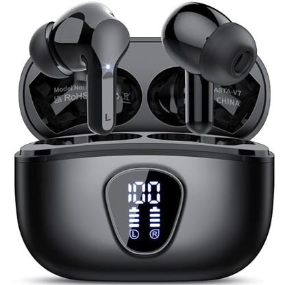 Wireless Earbuds, Bluetooth 5.4 Headphones HiFi Stereo, Bluetooth Earbuds - color: A-Black