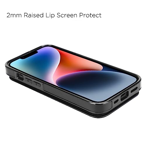 uCOLOR for iPhone 13/14 Wallet Case with Card Holder Black Leopard | PU Leather RFID Blocking for Women Men Magnetic Clasp Kickstand 6.1" - color: Black Leopard