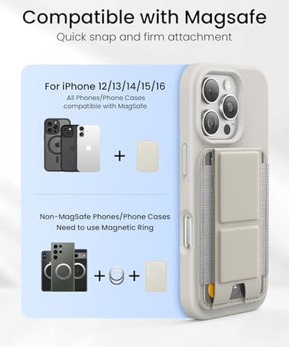 GONEZ for MagSafe Wallet with Stand, Stronger Magnetic Card Holder for iPhone 17/16/15/14/13/12 Series, Premium Leather Phone Wallet with RFID Blocking, 1 Slot, Fit 5 Cards, Stone - color: STONE