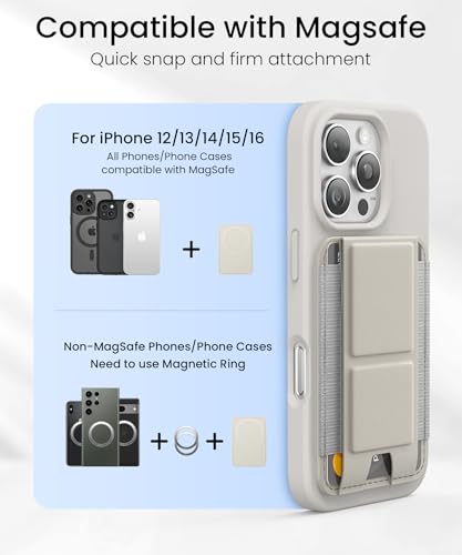 GONEZ for MagSafe Wallet with Stand, Stronger Magnetic Card Holder for iPhone 17/16/15/14/13/12 Series, Premium Leather Phone Wallet with RFID Blocking, 1 Slot, Fit 5 Cards, Stone - color: STONE