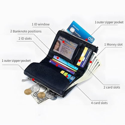 Unisex Pebble Leather Wallet, 5.3In Short Genuine Leather Coin Card Holder, Unisex Clutch Bags, Can Hold Coins, Id Cards - color: Purple