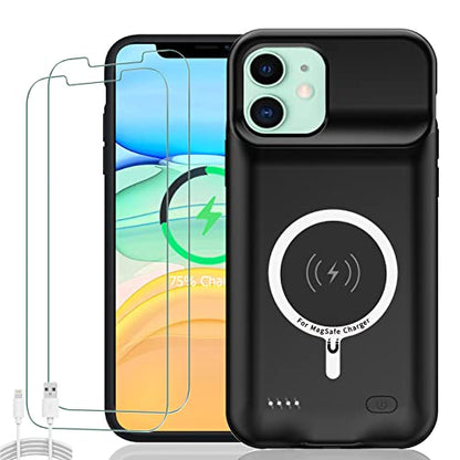 Battery Case for iPhone 11, Upgraded 10000mAh Rechargeable Portable Extended Battery Pack Supported Qi Wireless Charging Case Compatible with iPhone 11 (6.1 inch) Charger Case Support Carplay (Black) - size: iPhone 11 (6.1 inch)