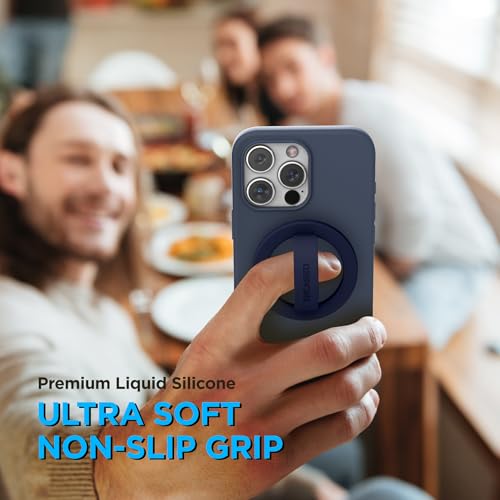 Encased Magnetic Phone Grip Holder (Compatible with MagSafe) Thin Silicone Finger Loop Ring for iPhone (Royal Blue) - color: Royal Blue