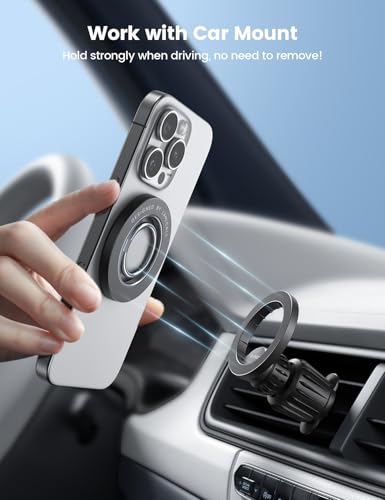 Lamicall Magnetic Phone Ring Grip for MagSafe, 360° Rotation Finger Holder - color: Misty Black