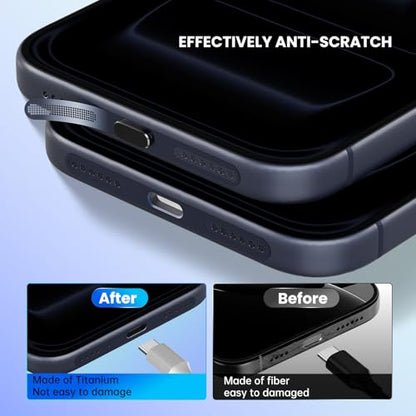5PCS USB C Dust Plug & iPhone Speaker Protector for iPhone 17 Pro Max - color: Deep Blue