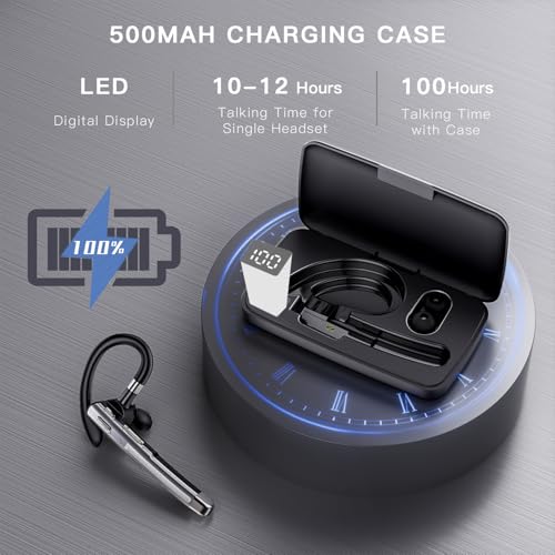Bluetooth Headset, 100Hrs Bluetooth Earpiece