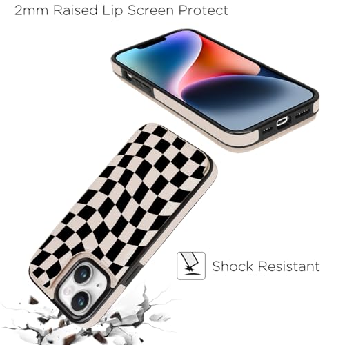 uCOLOR for iPhone 13/14 Wallet Case with Card Holder Dune Mirage Checkered | PU Leather RFID Blocking for Women Men Magnetic Clasp Kickstand - color: Dune Mirage Checkered