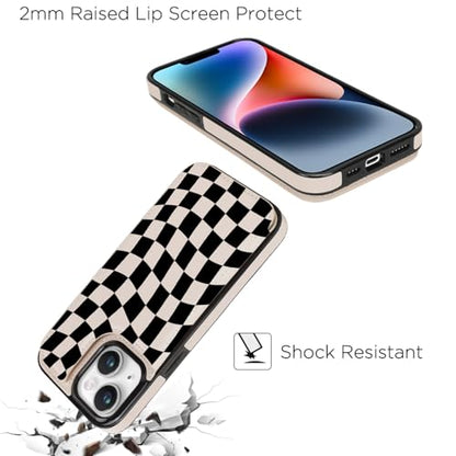 uCOLOR for iPhone 13/14 Wallet Case with Card Holder Dune Mirage Checkered | PU Leather RFID Blocking for Women Men Magnetic Clasp Kickstand - color: Dune Mirage Checkered