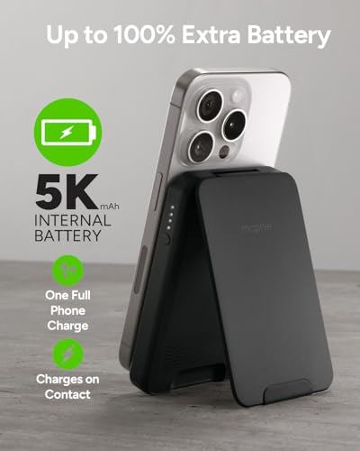 Mophie snap+ Juice Pack mini with Stand (2023) - 5000mAh Magnetic Portable Charger, MagSafe & Wireless Charging Compatible, USB-C to USB-C Cable Included - style: Juice Pack Mini w/ Stand