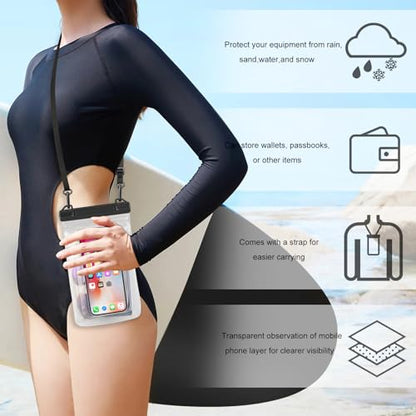 Waterproof Phone Pouch for Phone, Floating Large Capacity Dry Bag Stores Sunscreen, Sunglasses, Waterproof Bag for Beach, Swimming, Kayaking for iPhone 16 15 14 11 Pro Max & Galaxy S24 S21