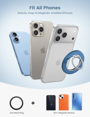 Lamicall Magnetic Phone Grip for MagSafe Accessories, Strong Magnet Ring - color: Deep Blue