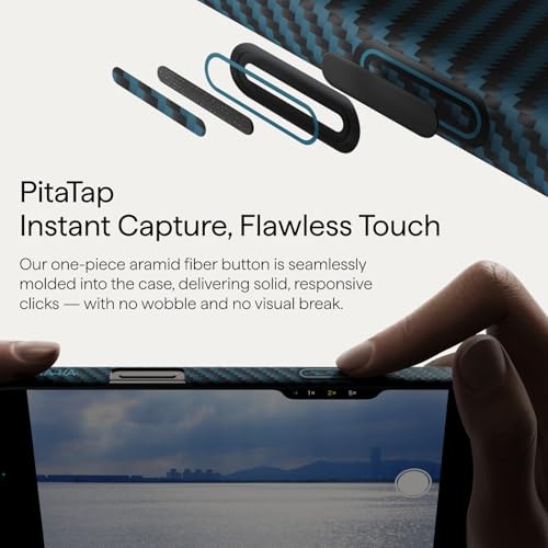 pitaka for iPhone 17 Pro Case 6.3" with Camera Control Button, Compatible with MagSafe, Ultra-Slim Case with Caseless Touch Feeling, 1500D Aramid Fiber Woven, Black/Blue(Twill) - color: Black/Blue (Twill)