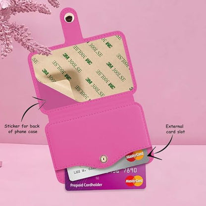 M-Plateau Card Holder for Back of Phone With Adhesive Sticker - color: Rose Red