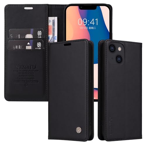 Caseurban Compatible with iPhone 14 Wallet Case PU Leather Flip Folio Case with Card Holder Magnetic Closure Shockproof Protective Phone Cover Black - color: Black, size: iPhone 14