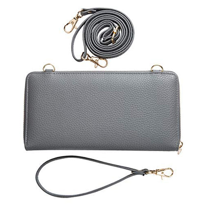 K . A Womens Wristlet Wallet Crossbody Bag Cellphone Purse Handbag RFID Card Slots 2 Strap Wrist - color: Grey
