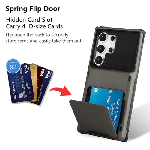 Wallet Case for Samsung Galaxy S25 Ultra Case with 4 Card Holder - color: Gray, size: Samsung Galaxy S25 Ultra