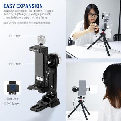 NEEWER Smartphone Tripod Mount Aluminum Alloy, 360° Rotatable Phone Stand