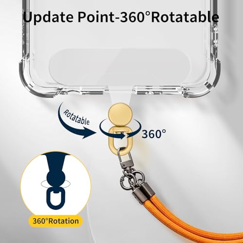 360°Rotatable Phone Tether Tab,3 Pieces Universal Phone Lanyard Patch Without Adhesive,Phone Lanyard Replacement Part for Cell Phone Strap(Transparent) - color: Transparent-3