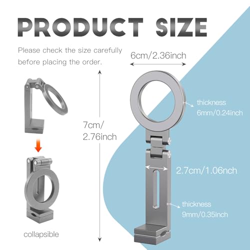 Compatible for Magsafe Phone Holder - Adjustable Foldable Phone Holder with Strong Magnets, Portable Travel Phone Bracket Compatible with iPhone 17/16/15/14/13/12 Pro Max, Smartphones (Silver) - color: Silver
