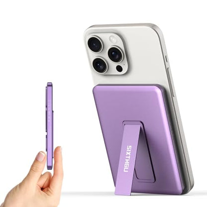 SIXTHGU Magnetic Slim Portable Charger with Stand, PowerMag Q1, [Alloy-Made] Wireless Power Bank (5K-Purple with Stand) - color: Purple