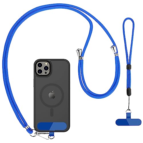 CACOE Phone Lanyard, Dark Blue, 2 Pcs - color: Dark Blue, size: 30"（Neck Strap×1）+8"（Wrist Strap×1）